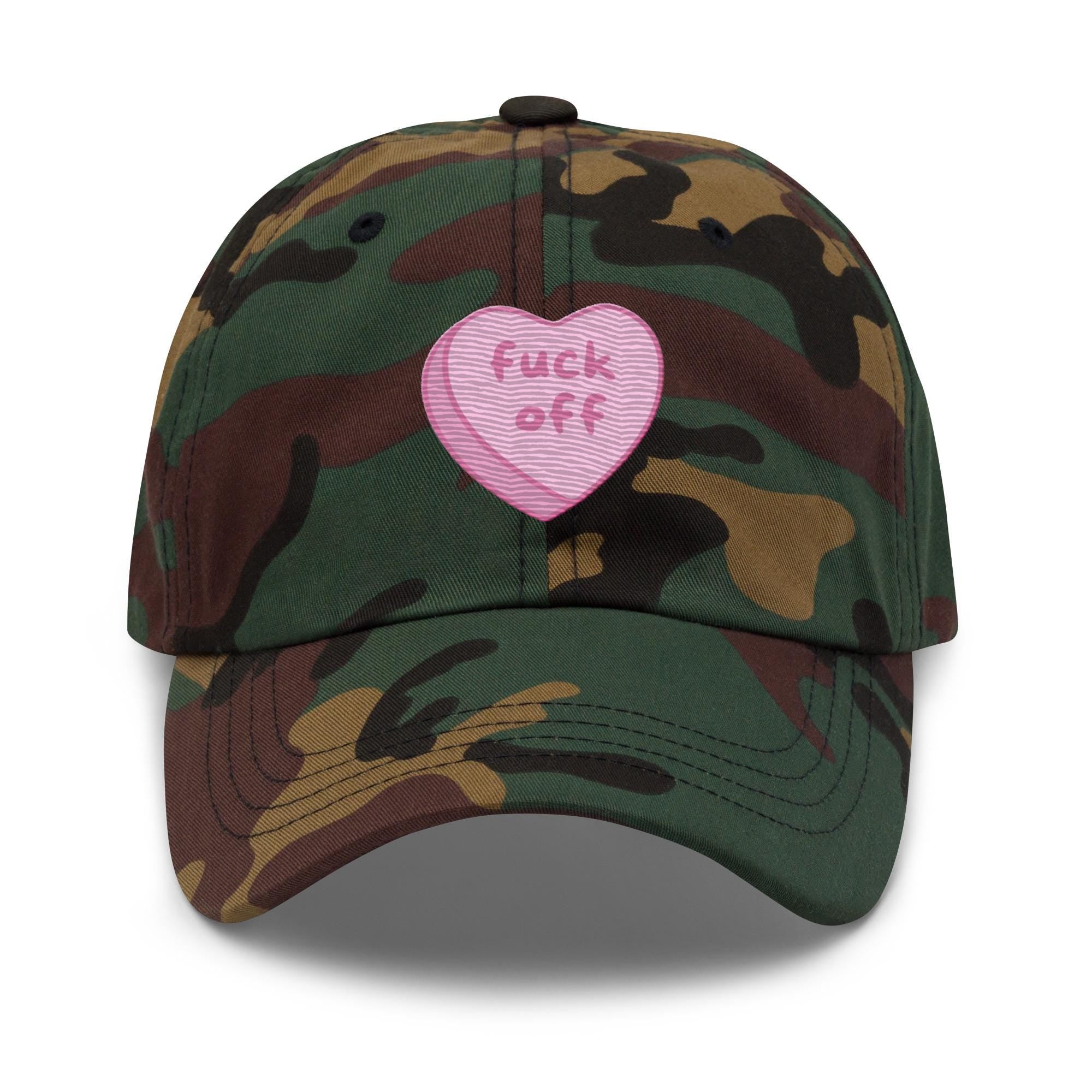 F*ck Off Candy Heart Hat | Embroidered Y2K Cap | Pastel Alt Aesthetic | Sarcastic Valentine Hat | Soft Girl Rude Cap | Anti-Social Cute Gift